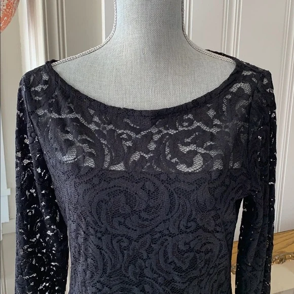 Cache lace top black long sleeve stretchy Victorian steampunk - Picture 5 of 14